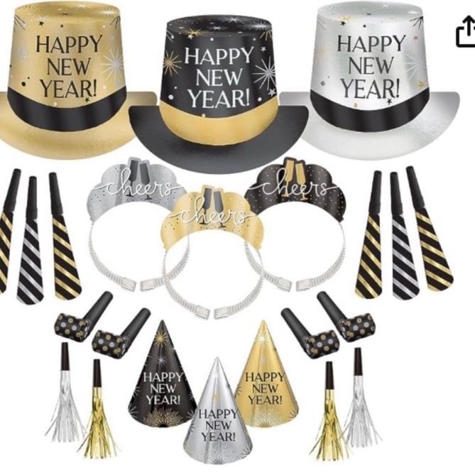 Party City New Year’s Eve Wearables and Noisemakers for 100 Guests, Party