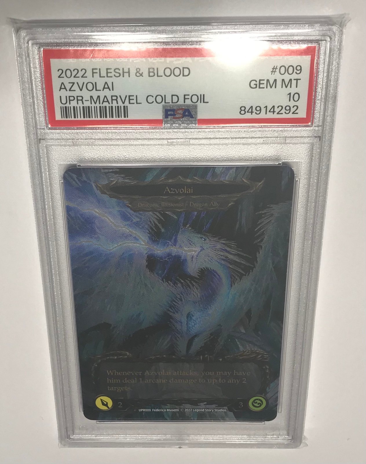 Invoke Azvolai Cold Foil Marvel PSA 10 Flesh and Blood FAB Uprising CF #009