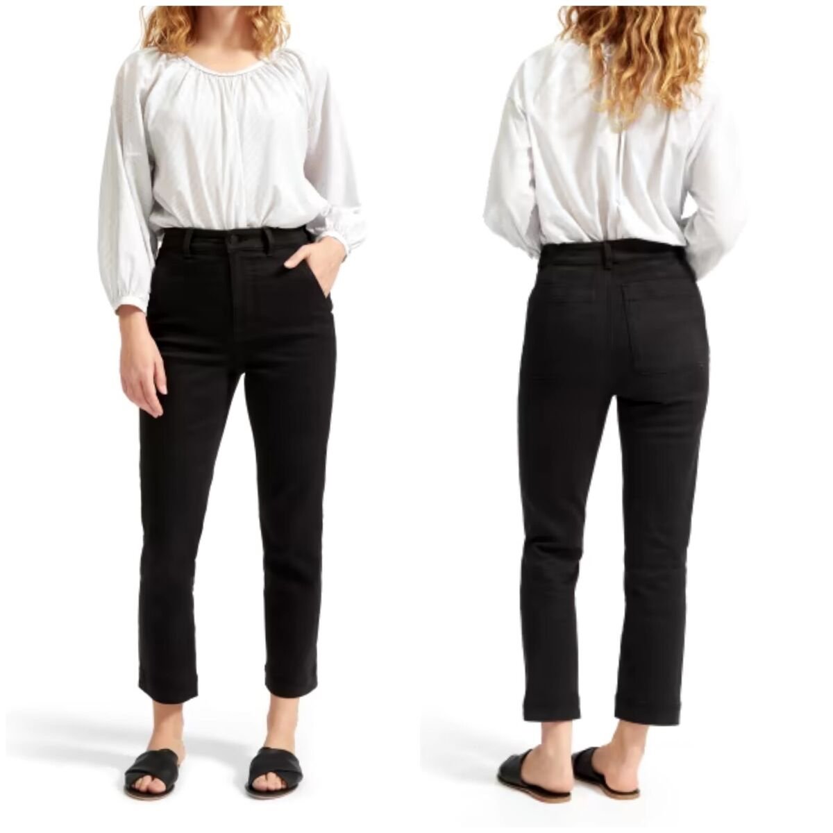 Everlane The Slim-Leg Crop Regular High-Rise Denim Jeans Black Women's Size 2