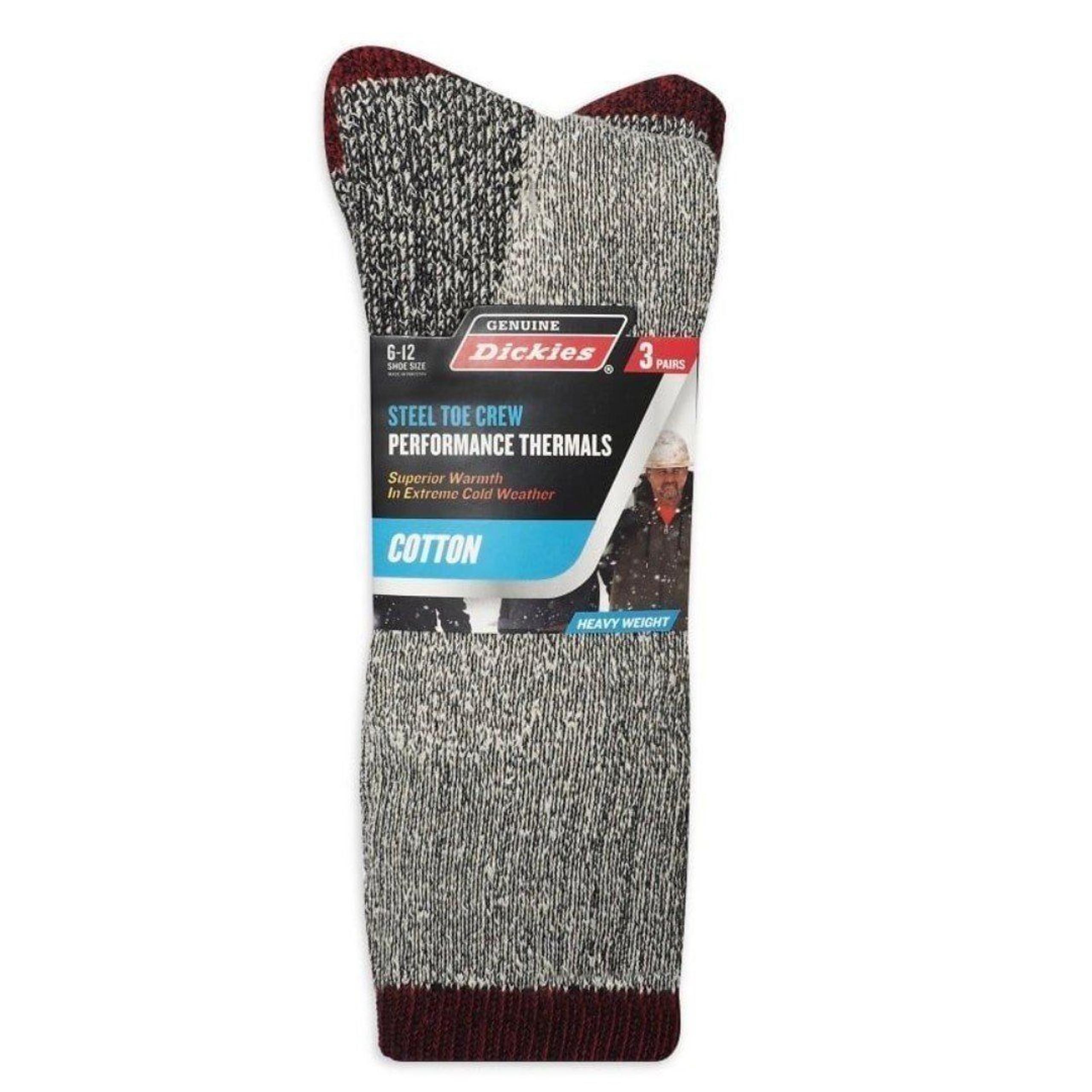 Dickies Mens Size 6-12 Thermal Cotton Crew Socks, 3-Pack