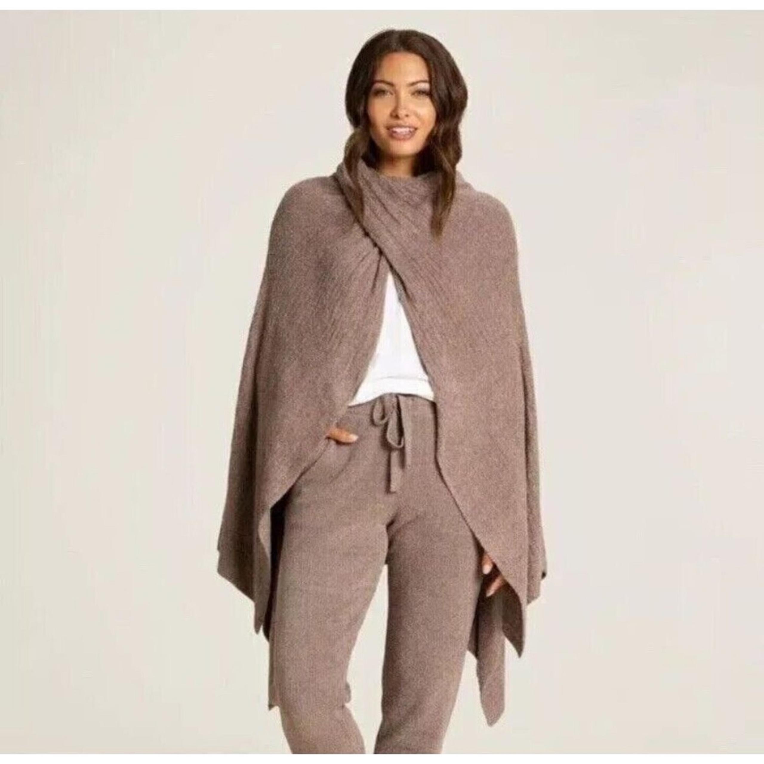 Wrap Poncho Womens OS Tan Cozychic Lounge Coastal Grandmother - Barefoot Dreams