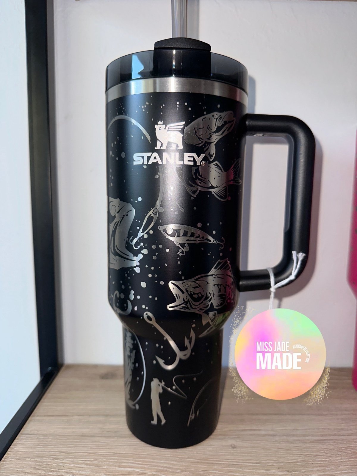 Stanley Cup Tumbler 40oz Custom Engraved Fishing Themed Design
