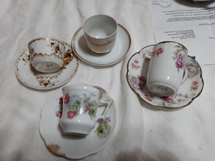 4 Vintage Limoges Demitasse cups & saucers W/ Gold Rims