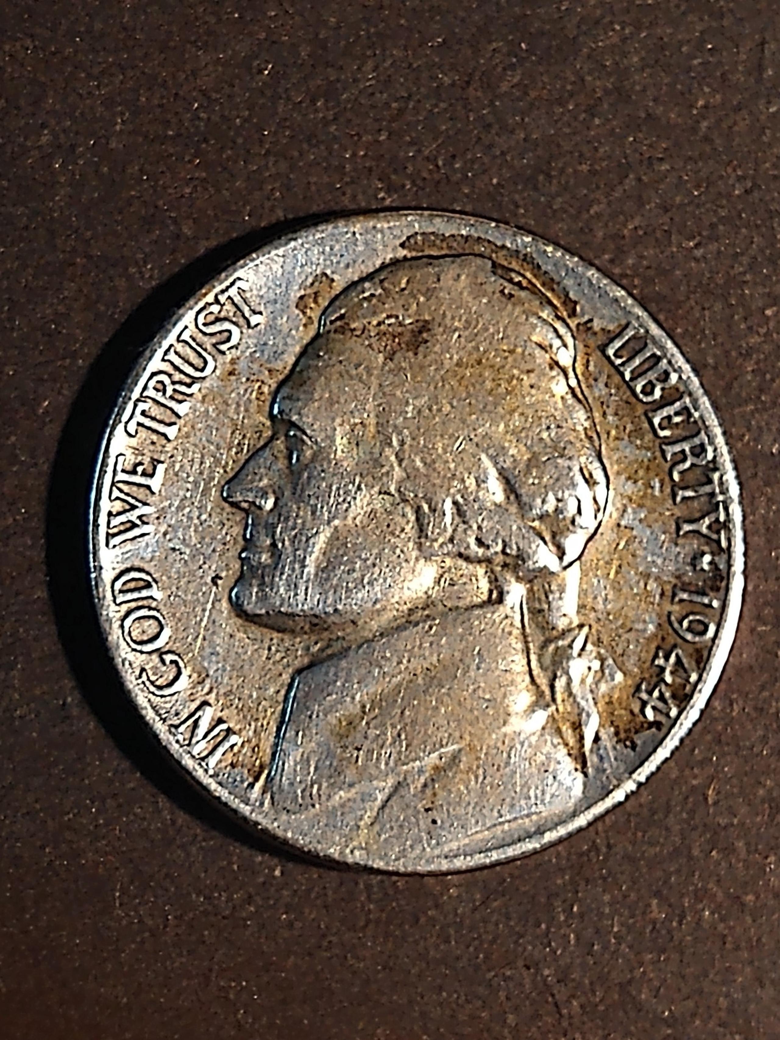 1944s SILVER war Nickel Alloy Toned USA Genuine