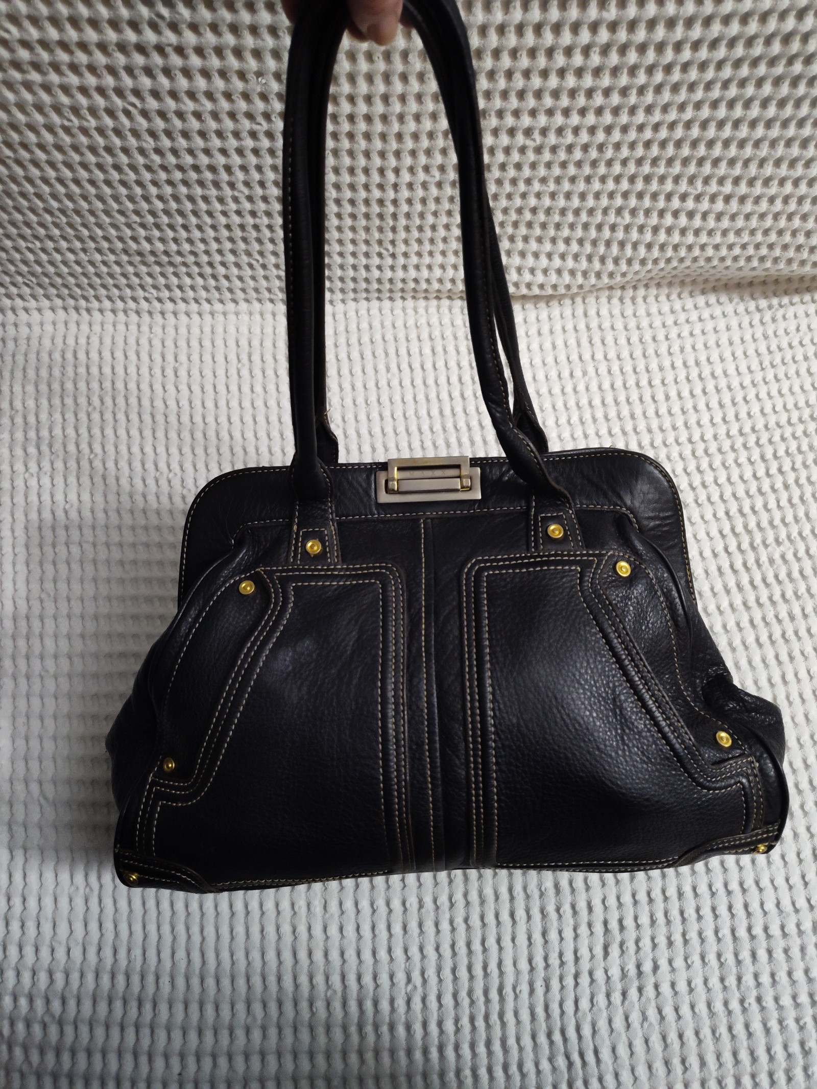 MAXX New York Black Leather Handbag Large Purse