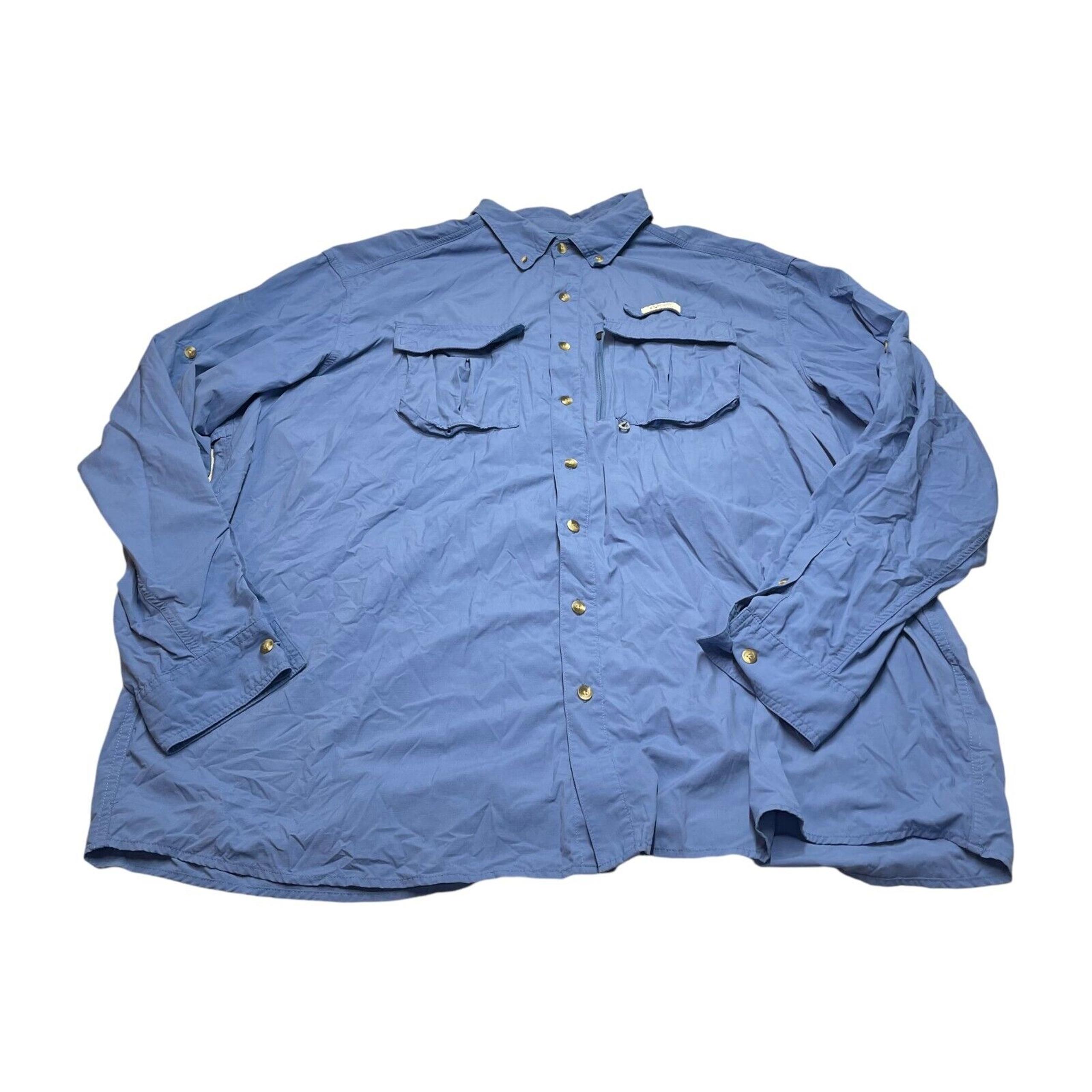 Gander Mountain Guide Series Fishing Shirt Men's 3XLT Blue Nylon Button-Down