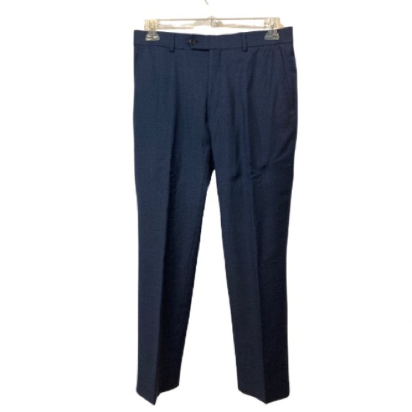 Tommy Hilfiger 32 x 32 Wool Blend Blue Pleated Tapered Straight Leg Dress Pants