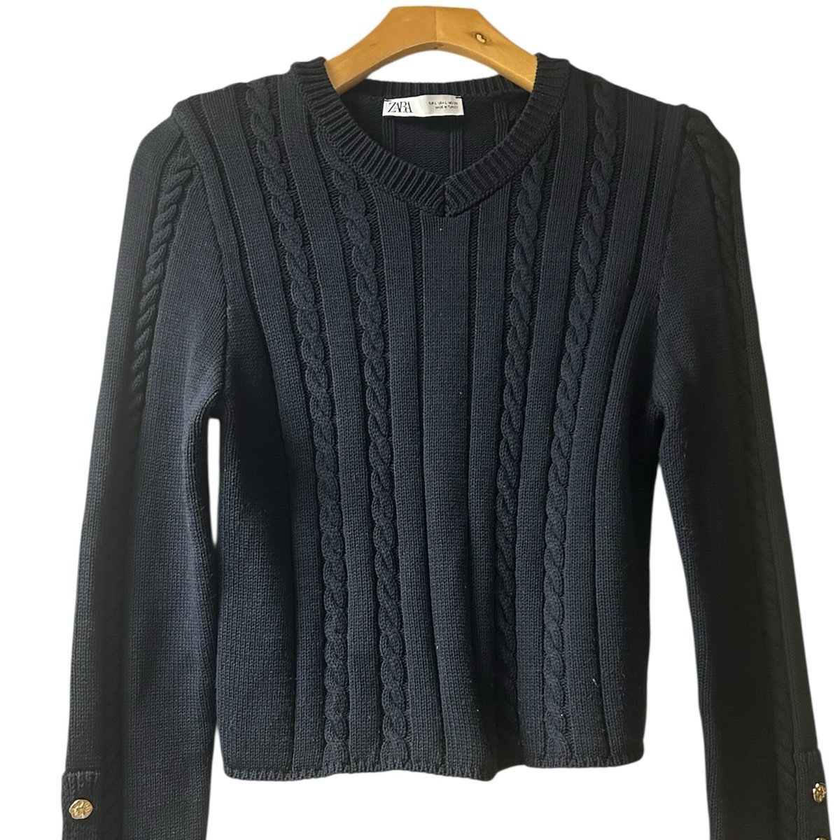 ZARA Cable Knit V-Neck Sweaters | Mercari