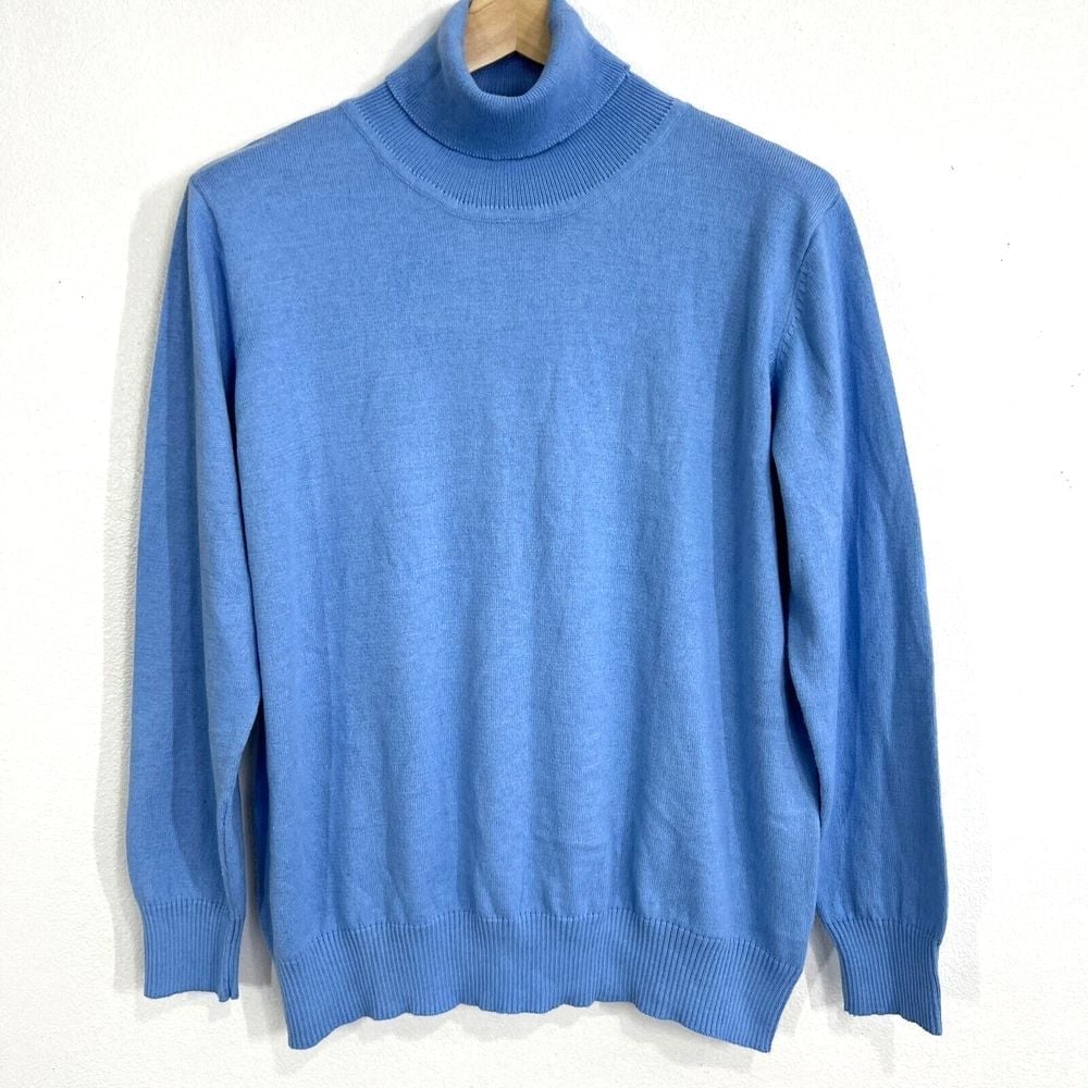 Daimidy Cashmere Blend Sweater Womens Large Long Sleeve Turtleneck Baby Blue