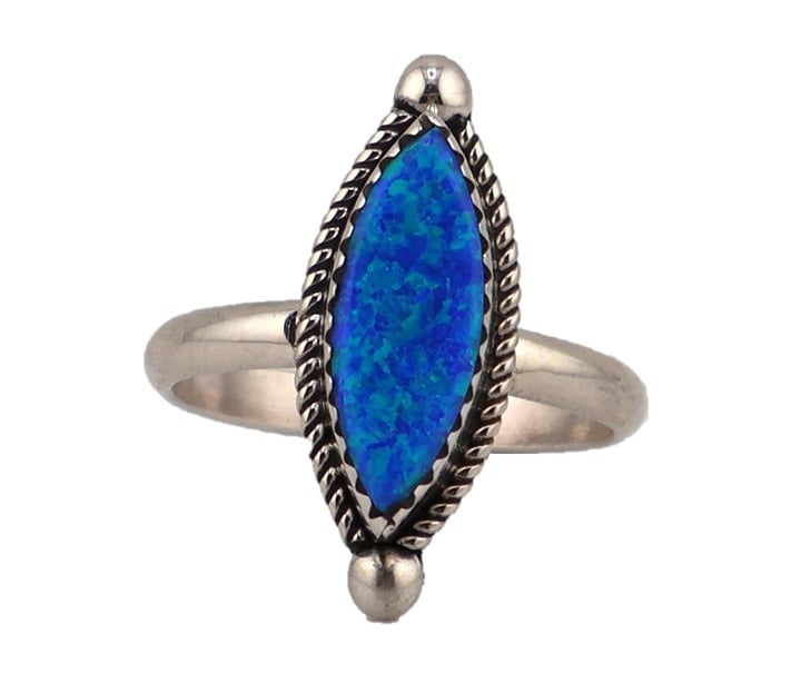 Navajo Opal Sterling Silver Ring NA Native American Vintage Women's size 8