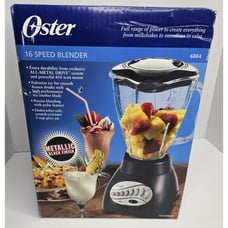 Oster 16 Speed Blender Glass Jar Black Metallic 6864 Dishwasher Safe 450 watt
