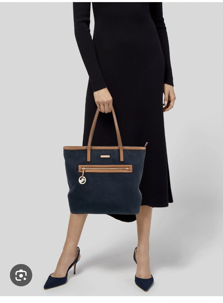 MICHAEL Kors Kempton Tote Shoulder Bag Navy Blue Canvas NWT