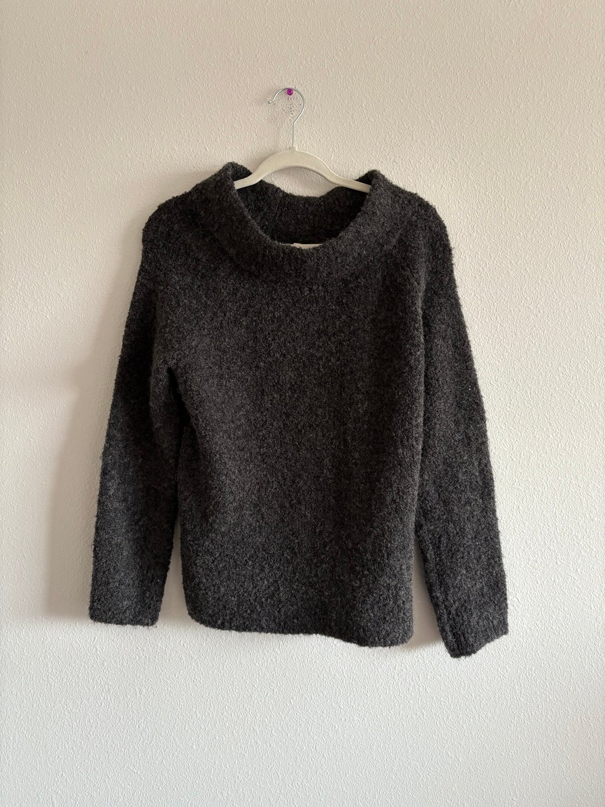 Moth Anthropologie Mockneck Sweater Wool/Alpaca Women’s Large Petite Grey Fuzzy
