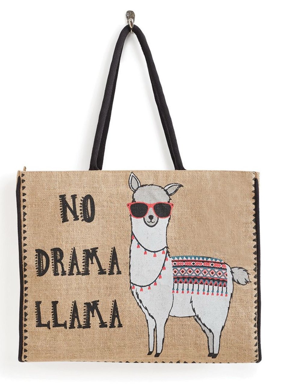 No Drama Burlap Tote Bag