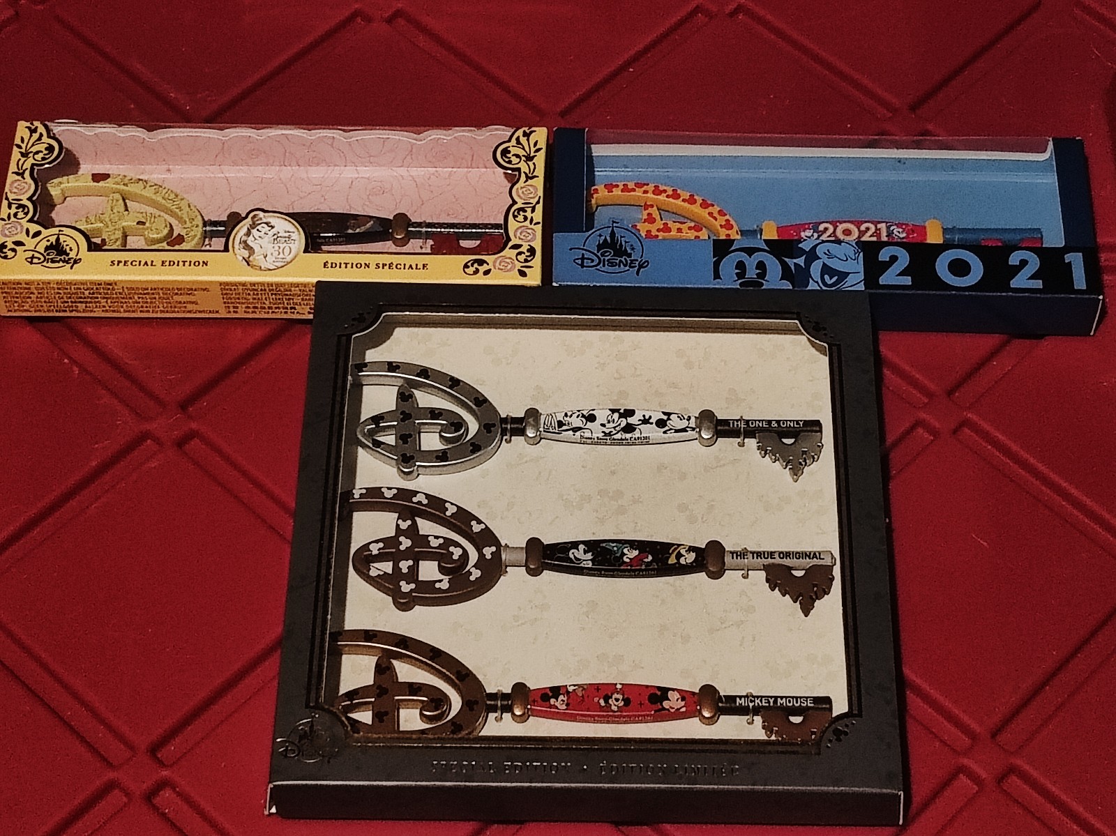 Mickey Mouse Edition 3 Key Set Beauty & the Beast & 2021 Mickey Key Bundle NEW