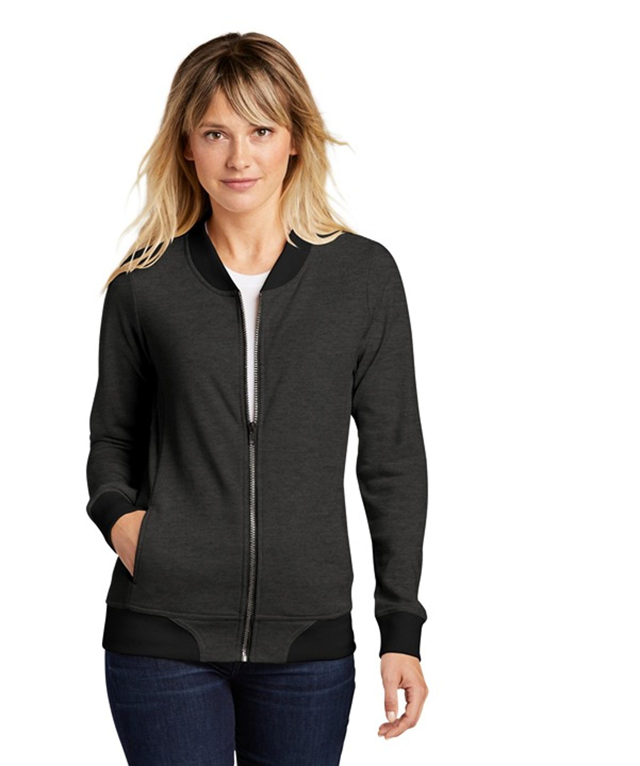 Sport-Tek LST274 Ladies Lightweight French Terry Bomber Heather Black Size 2XL