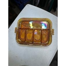 Indiana Glass Fruit Pattern Iridescent Platter 10x9 inches