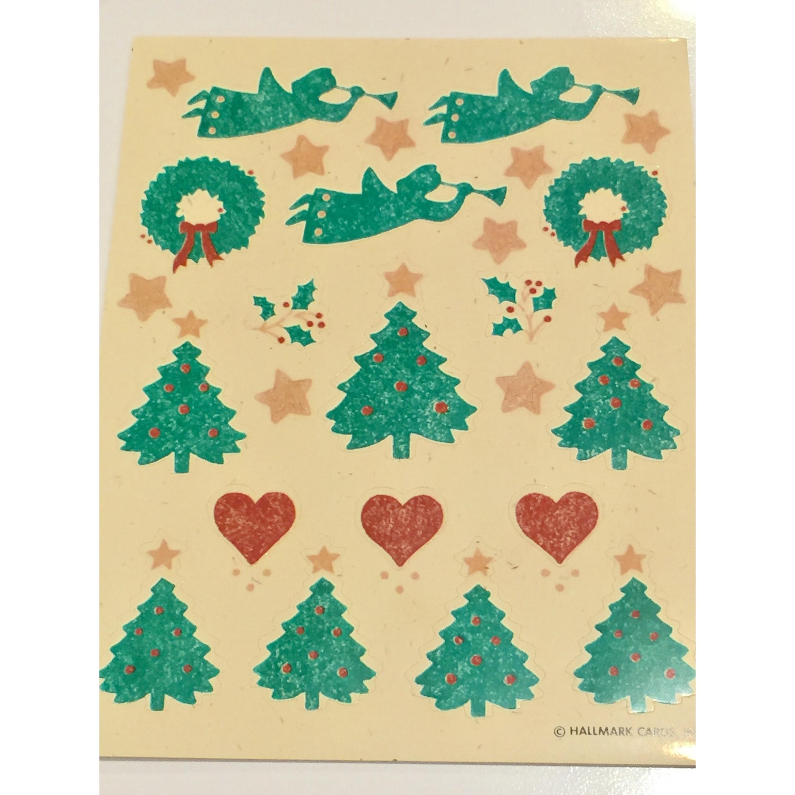 Christmas Tree Topiary Hearts Angels American Greetings Single Sticker Sheet Hal
