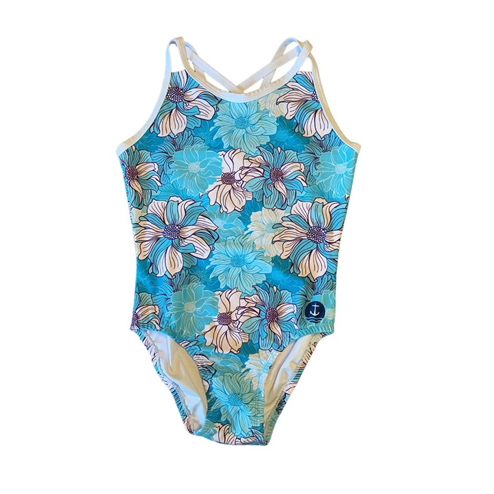 ANCHOR ACTIVE WEAR Girls Floral Leotard 12 CXL Whispering Sky Gymnastics Leo
