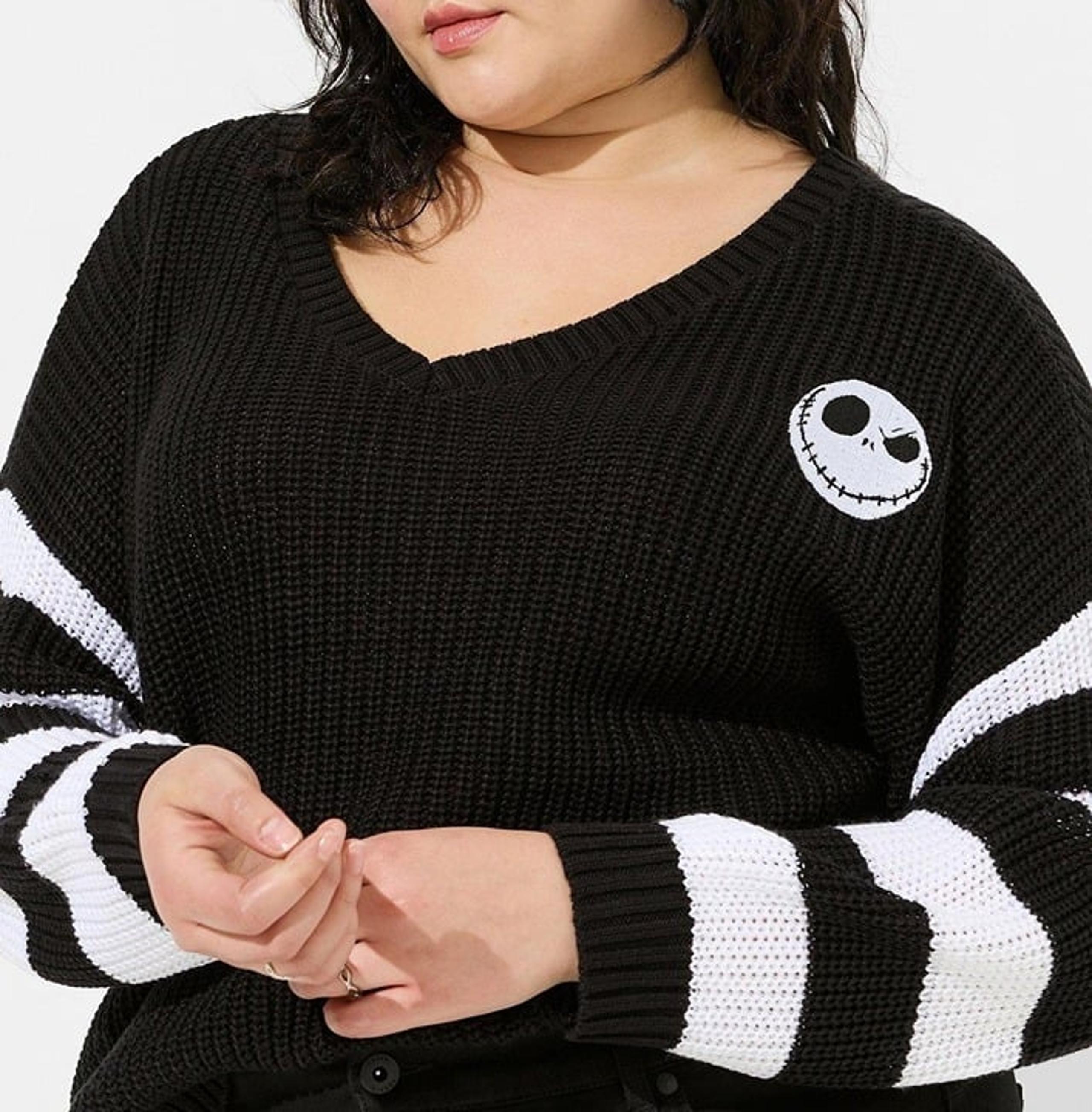 TORRID Disney Nightmare Before Christmas Jack V-Neck Knit Sweater 1 1X 14-16