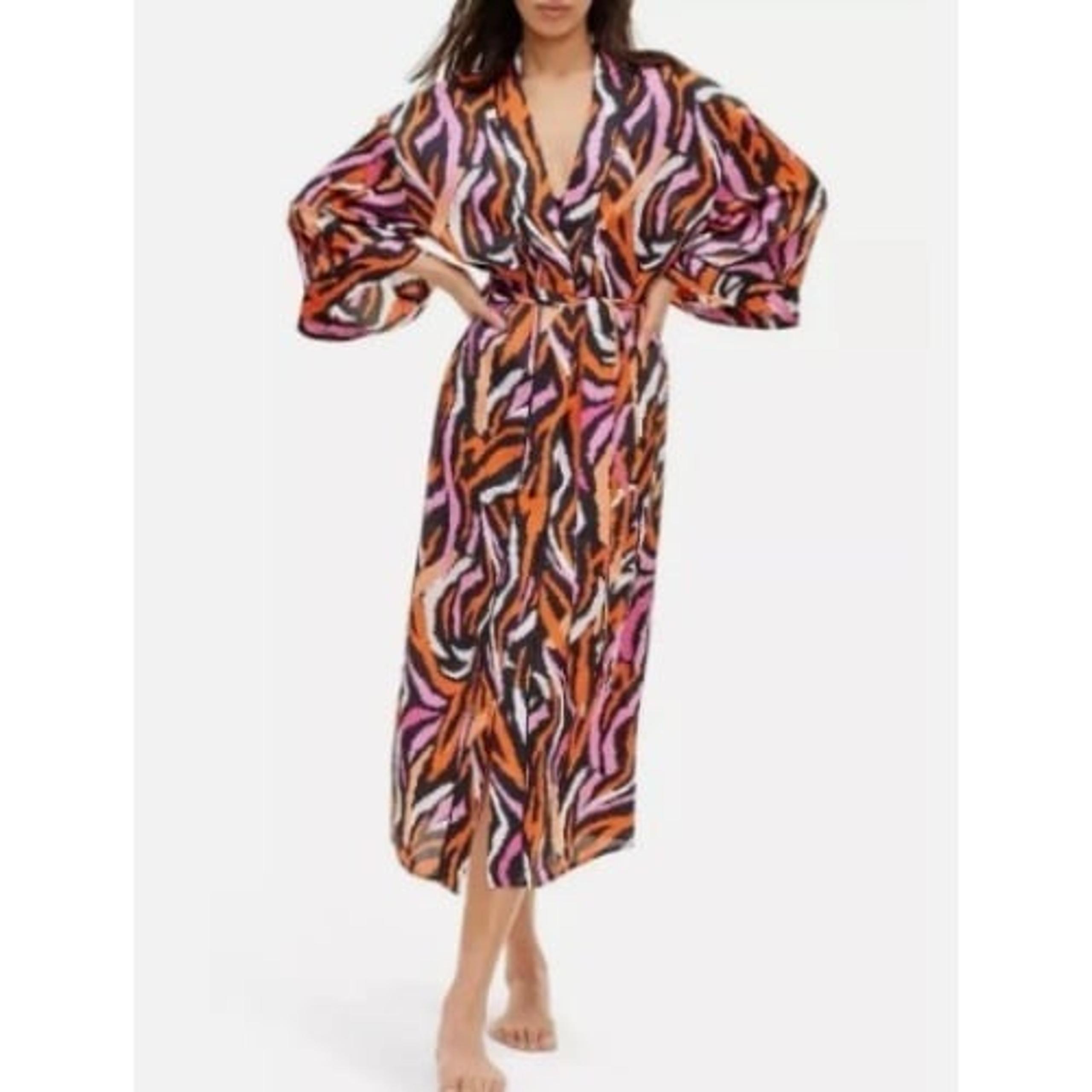 Diane Von Furstenberg Target Disco Zebra Pink Black Orange ROBE Size XS w Belt