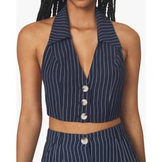 Danielle Bernstein by WeWoreWhat Bella Pinstripe Vest Blue XXL NEW