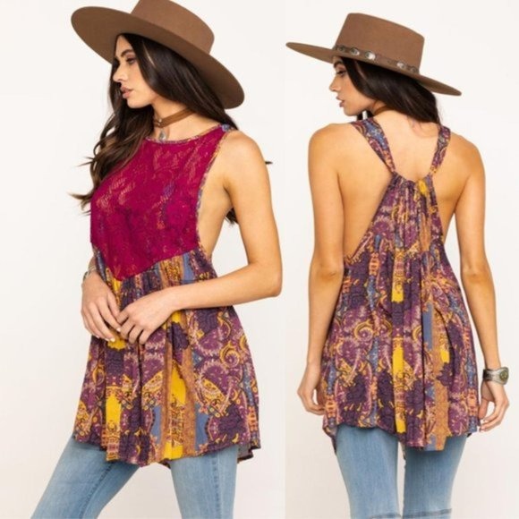 NWT Free People Count Me In Lace Trapeze Dress Top XS / S