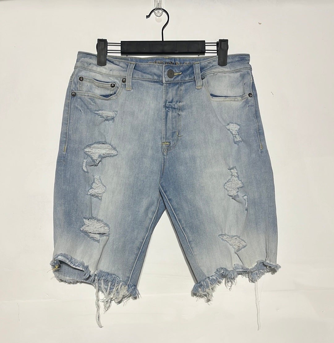 American Eagle Men’s Extreme Flex 4 Lightwash Distressed Denim Shorts Size 30