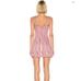 Alexis Brandy Pink Striped Cotton Linen Square Neck Mini Sheath Dress - Size XS