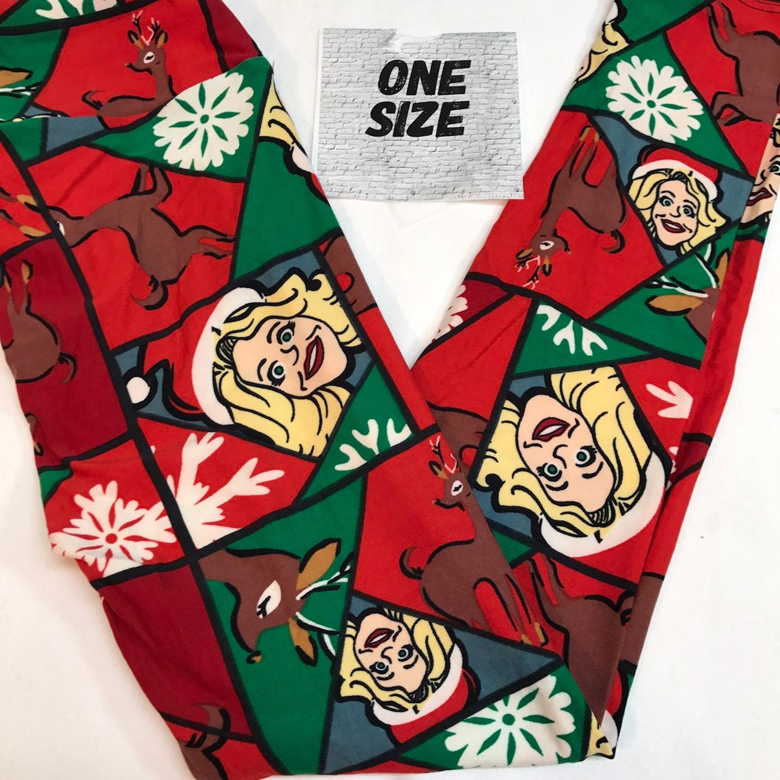 LuLaRoe OS Red & Green Holiday Leggings