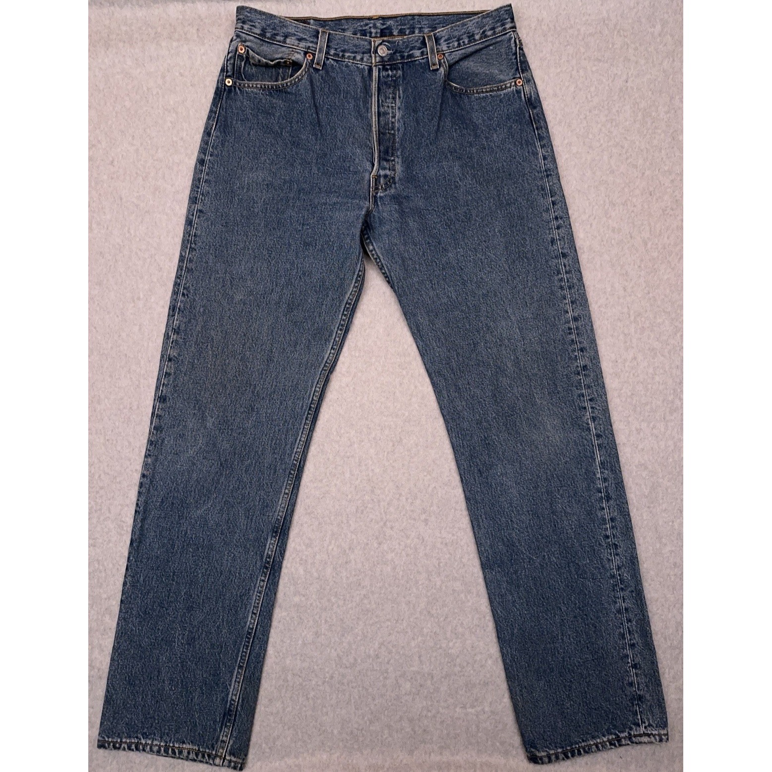Vintage 90s Levi's 501 Jeans Mens 34x34 Medium Wash Button Fly Faded Made in USA