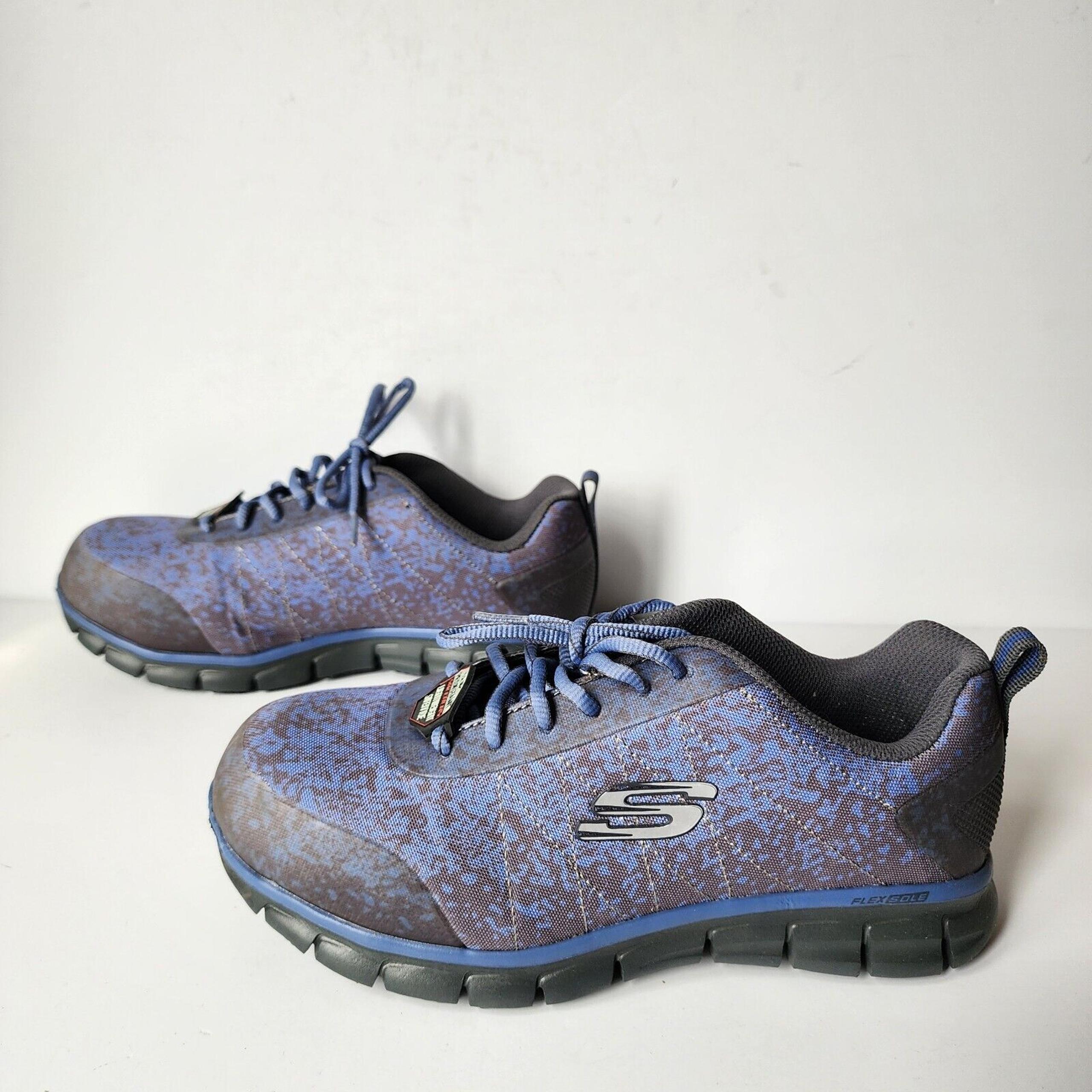 Skechers Work Shoes Womens Size 9 Safety Sure Track Flinser Alloy Toe Blue 77251