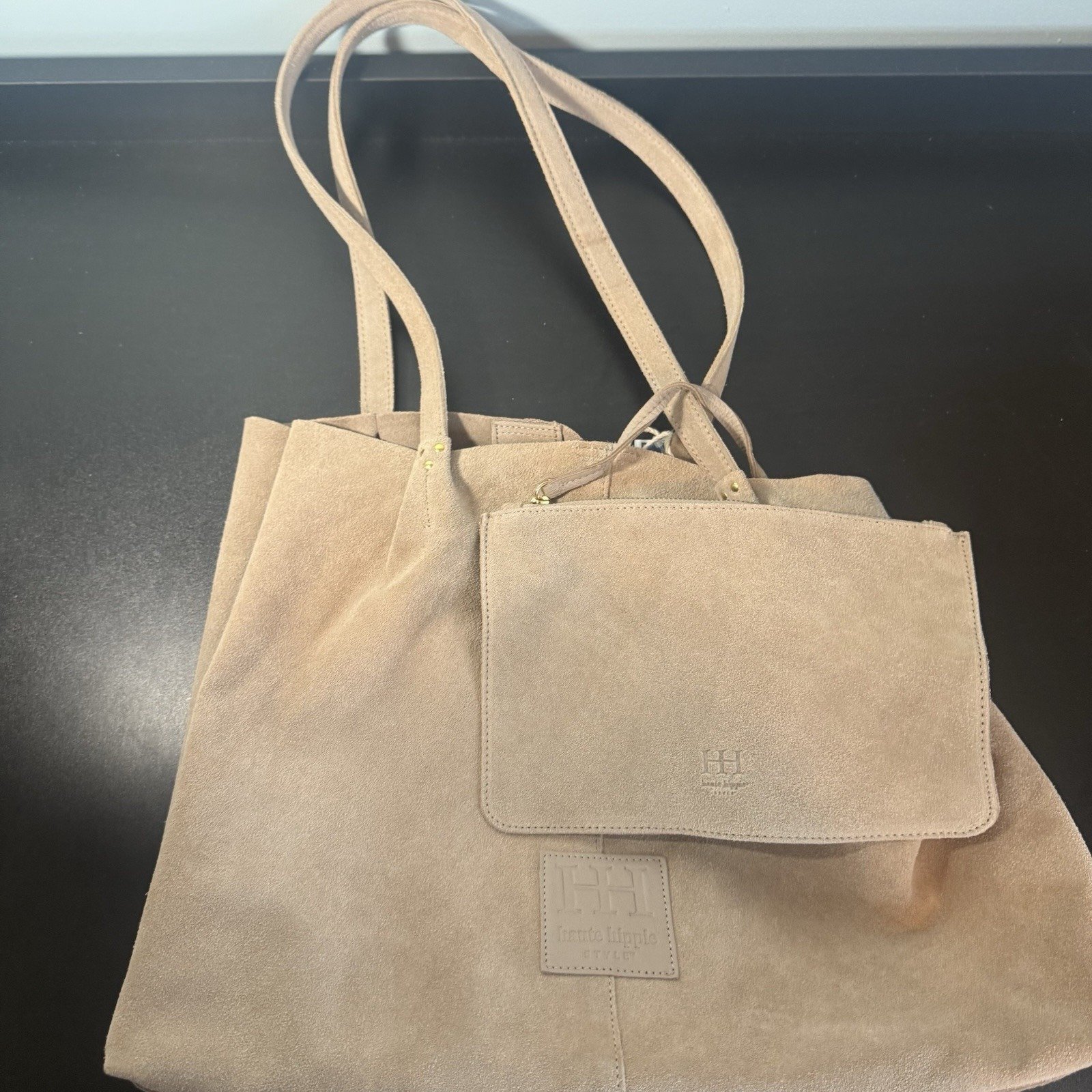 Haute Hippie Leather Festival Suede Hobo Beige Purse Accessory Statement Bag New