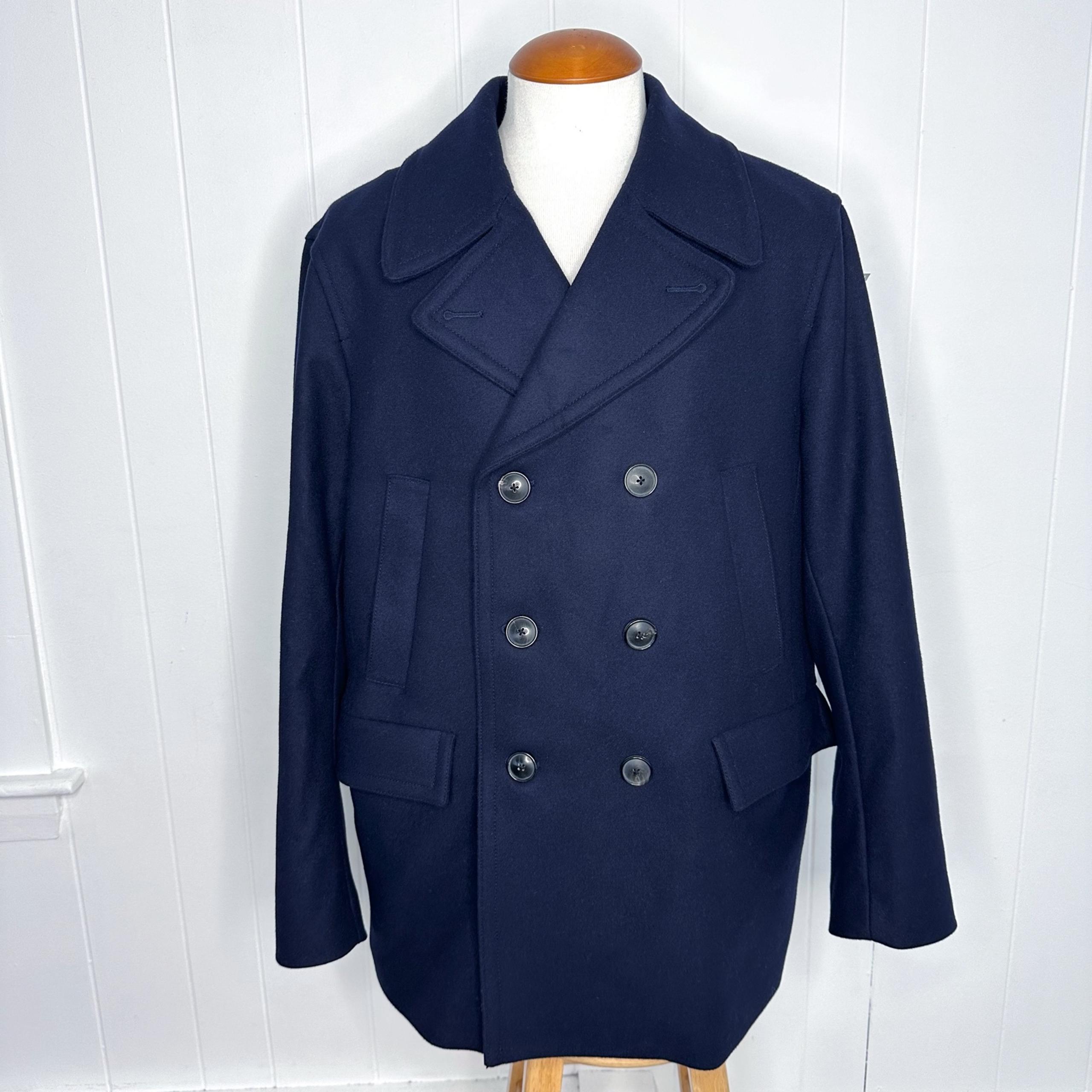 Banana Republic Mario Bellucci Wool Blend Navy Peacoat