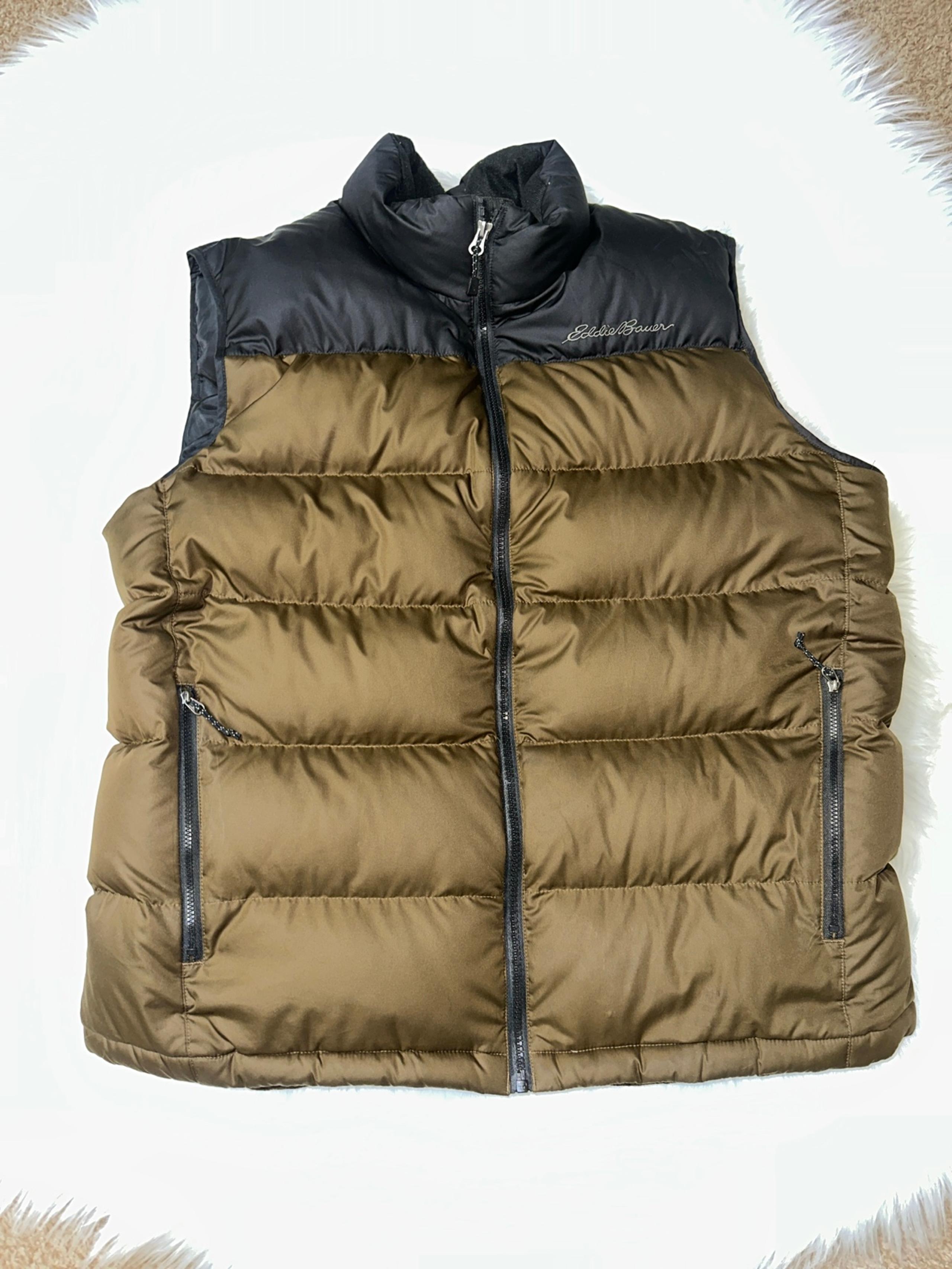 Eddie Bauer Men’s Puffer Down Black Brown Vest L