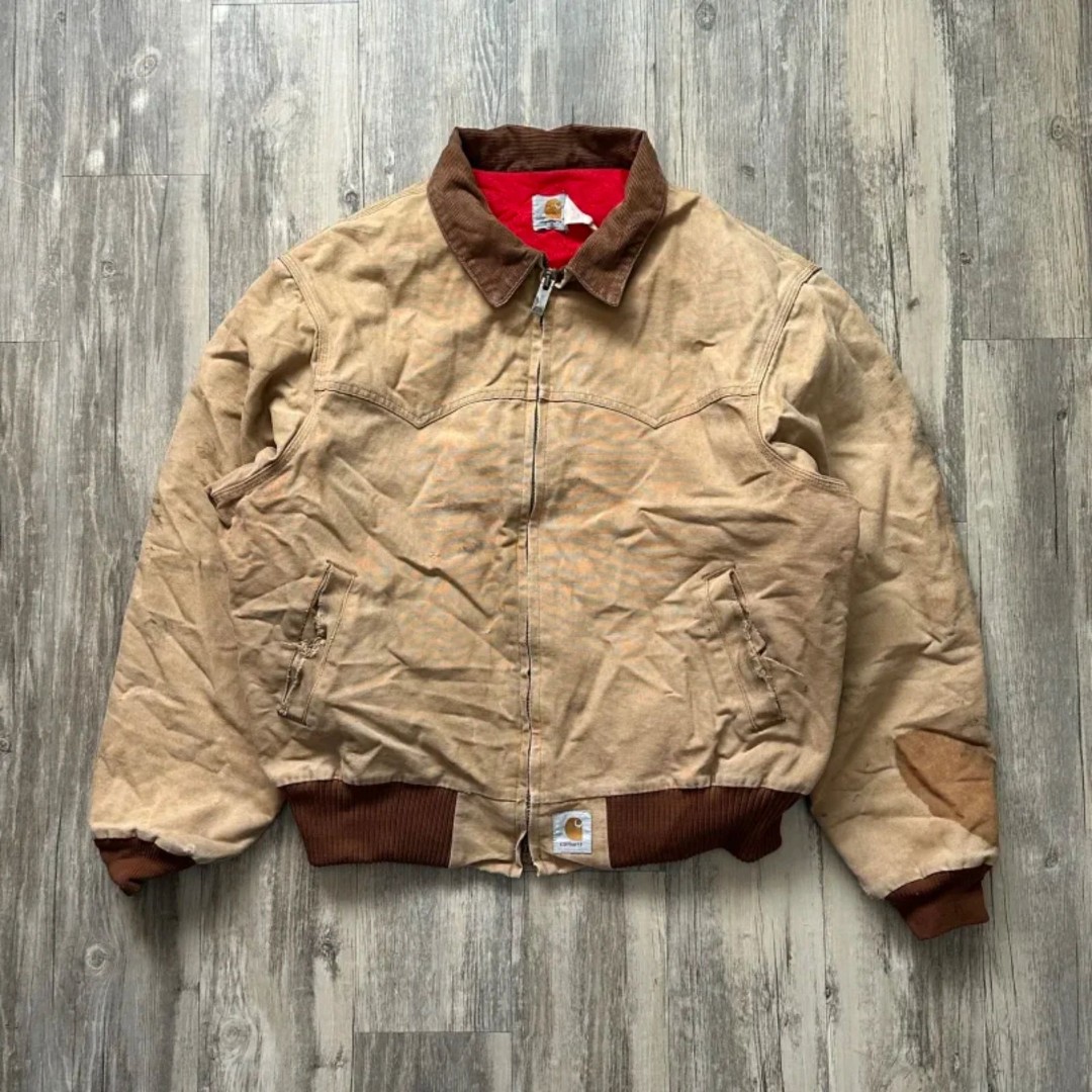 Vintage Carhartt JQ2106 Santa Fe Red Duck Lining Jacket Size XXL