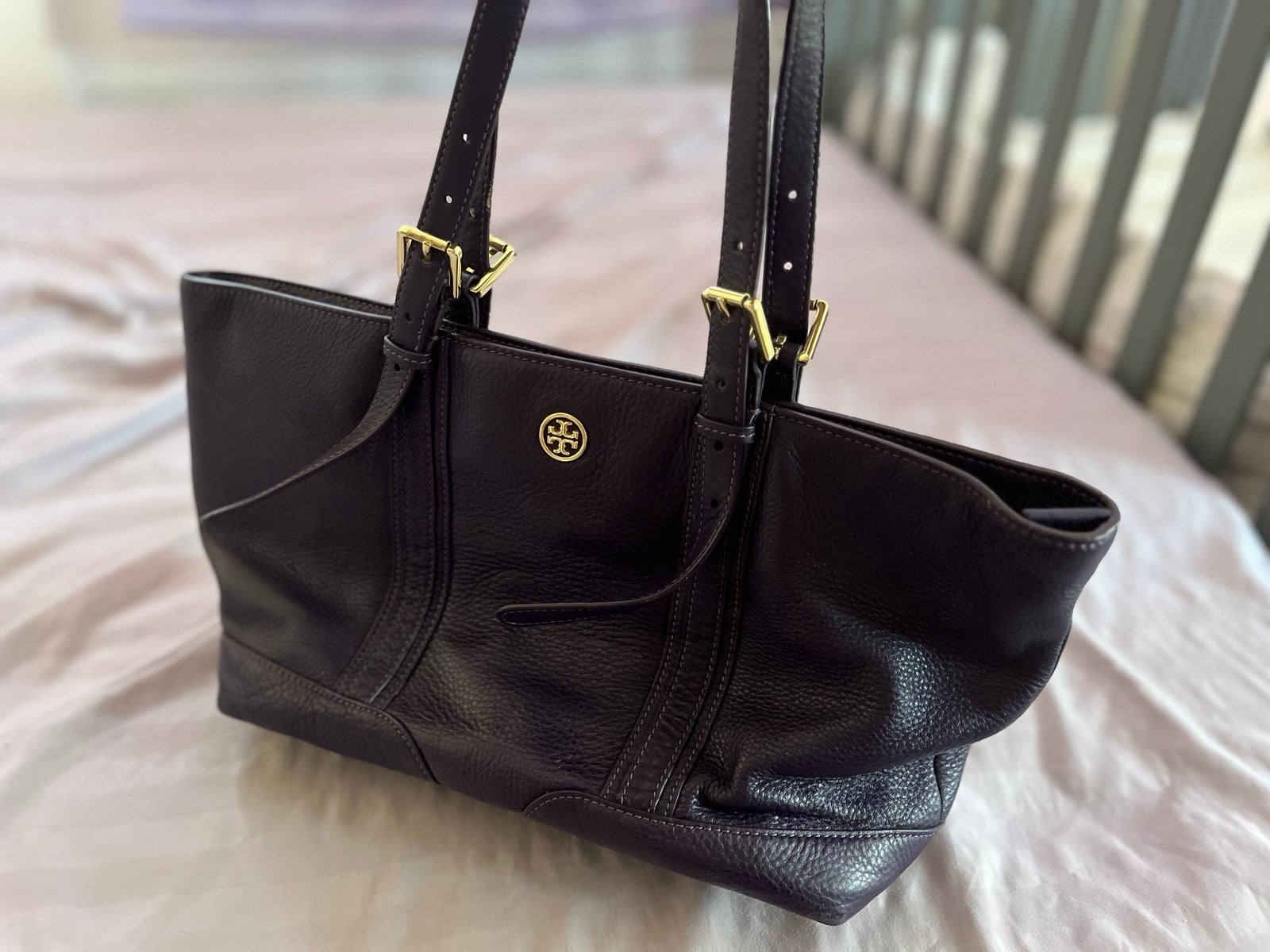 Tory Burch Leather Tote purple