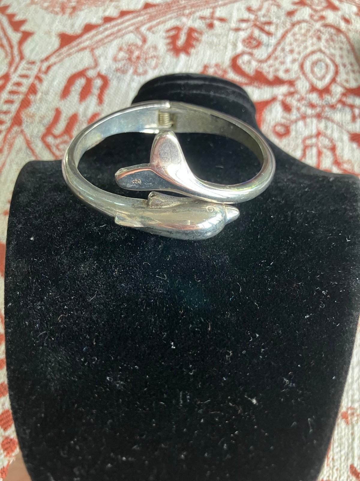 40 GRAMS! Silver Dolphin Bracelet Cuff Size 6.5