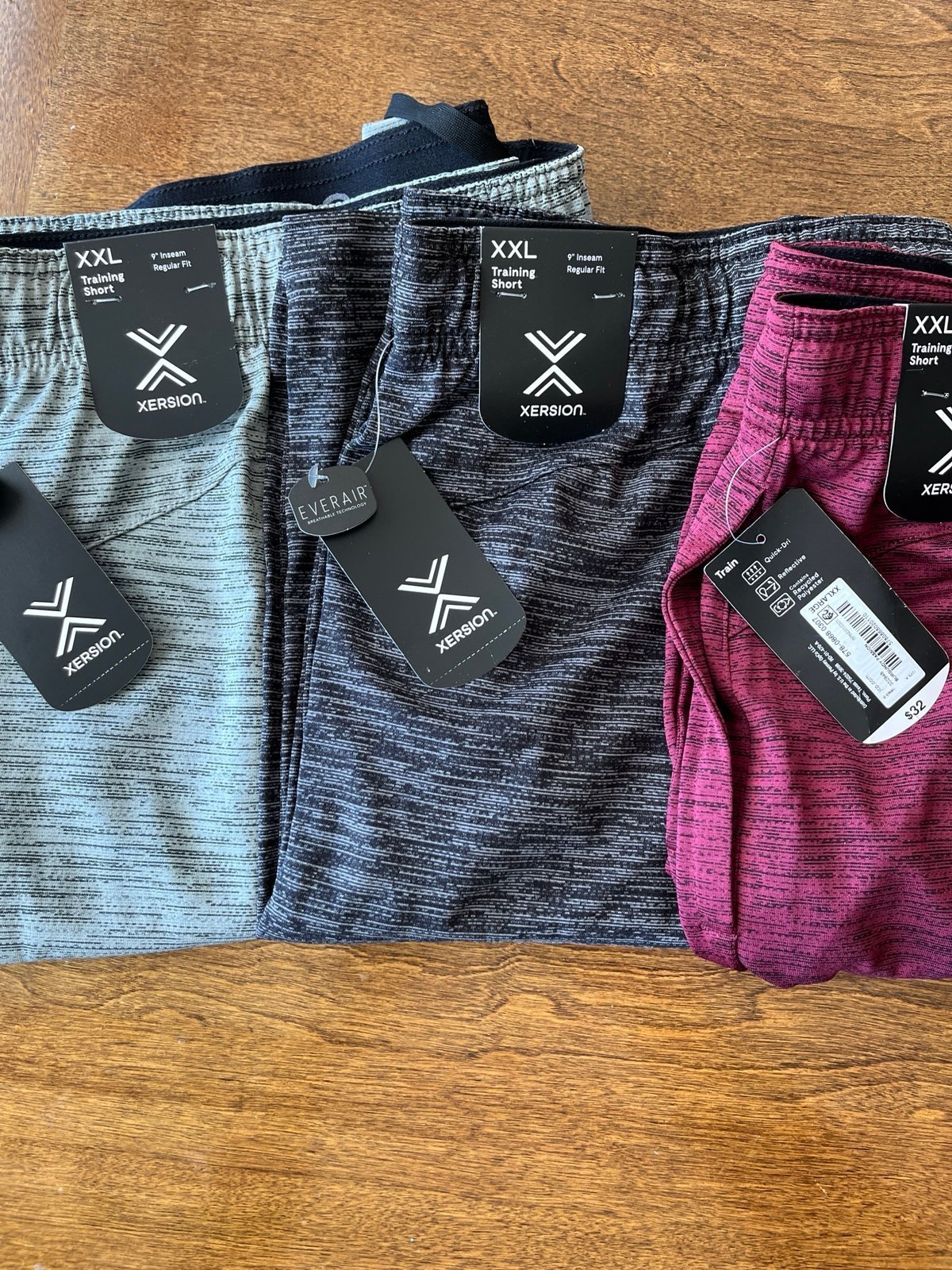 NWT 3 pair 2XL Xersion Everair training shorts