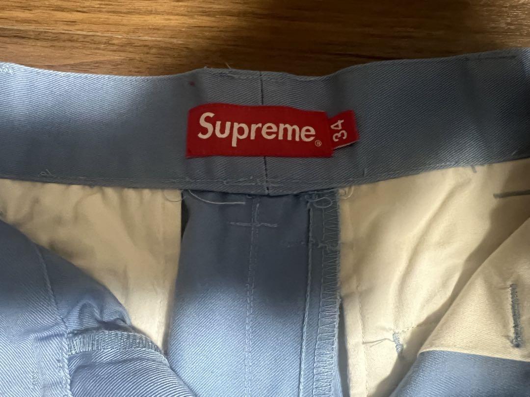 20SS Supreme work short Dusty 34 水色 20SS Supreme Work Short Dusty, size 34, light blue.
