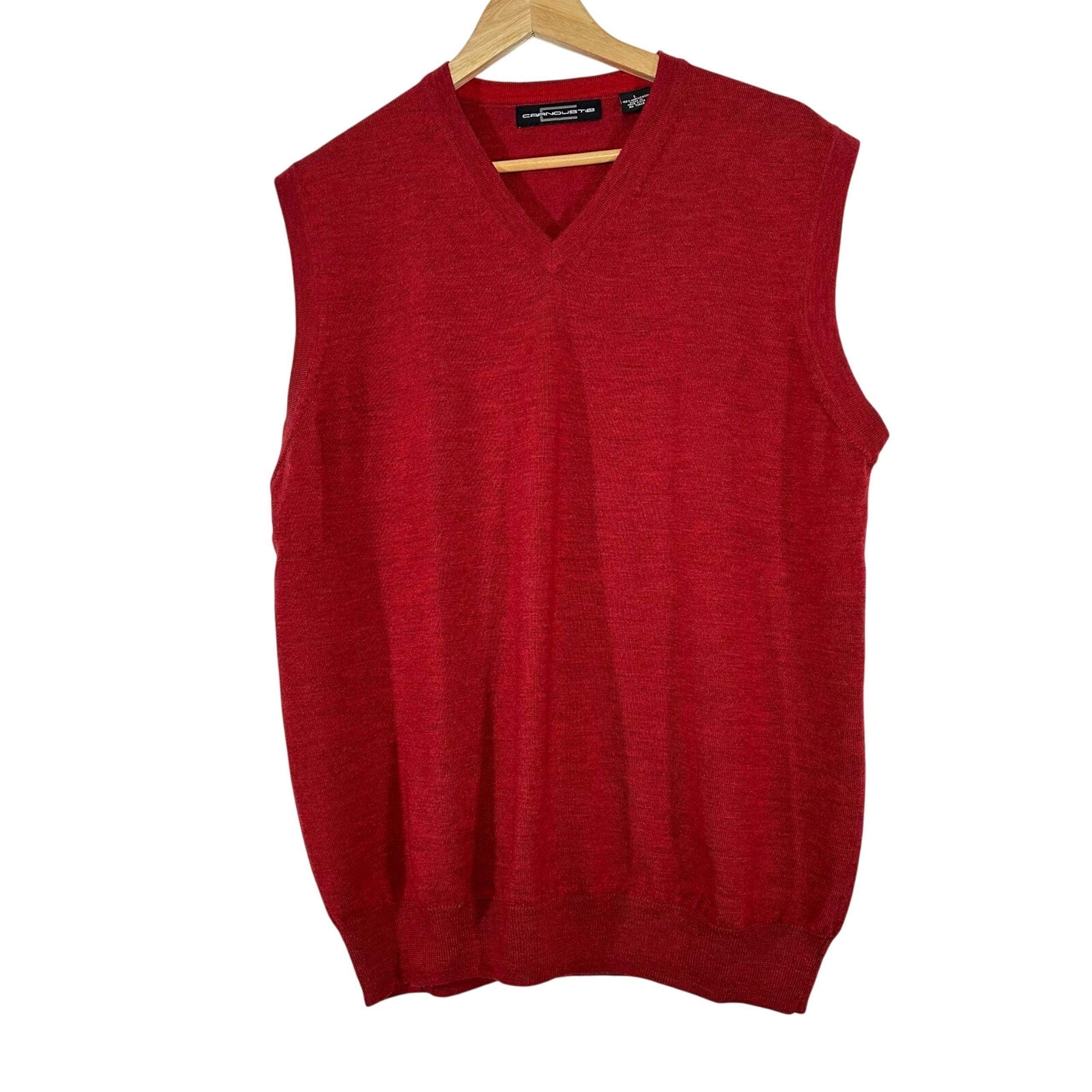 CARNOUSTIE Red Merino Wool Vest Sleeveless Sweater Mens Large