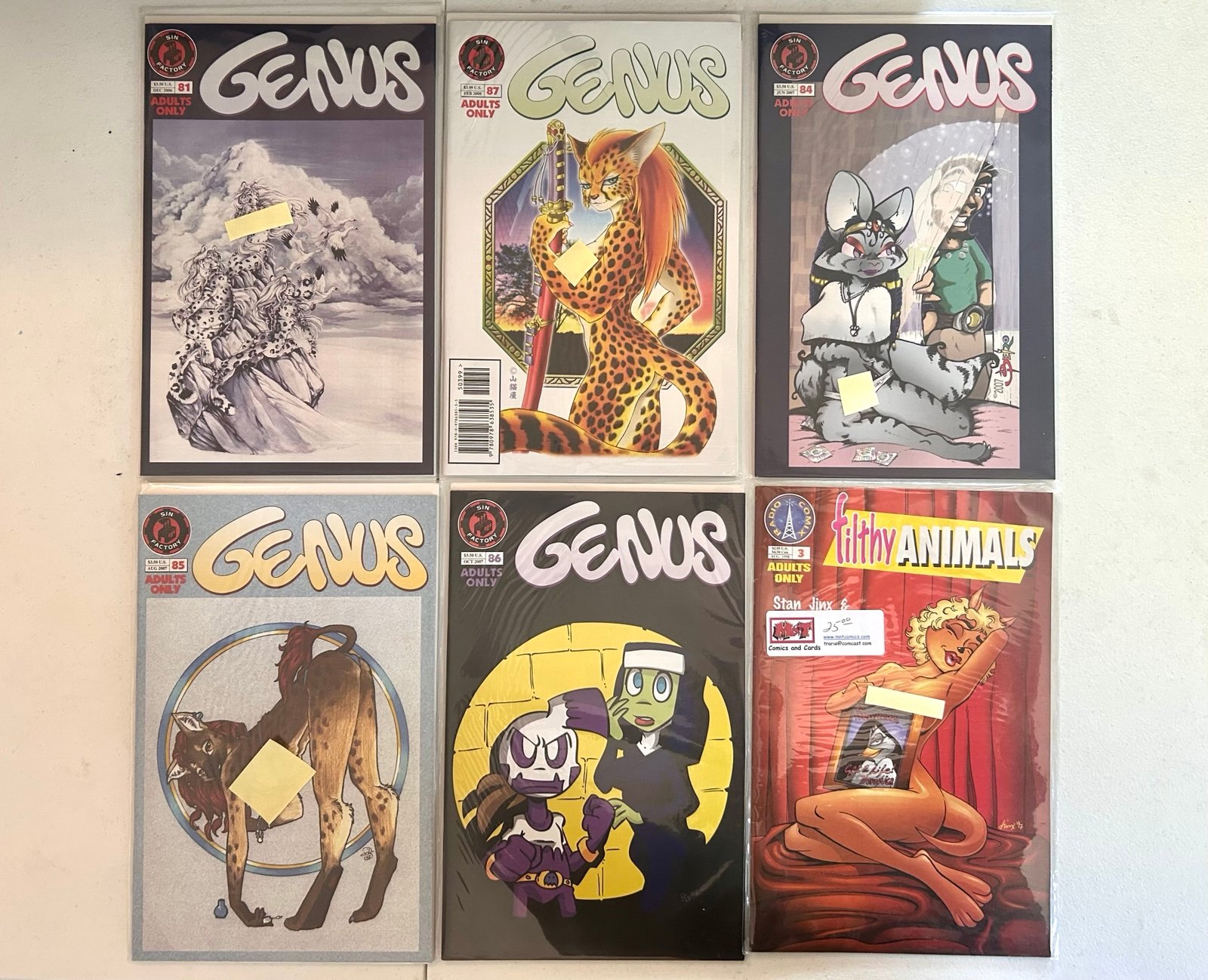 Genus Lot of 6 Sin Factory Furry Rare Anthro Comic Book
