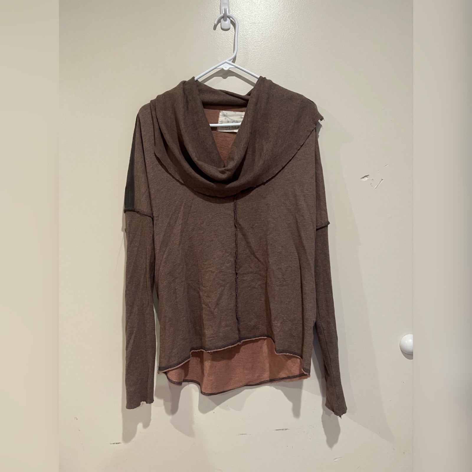 Raw Earth Wild Sky Brown Cowl Neck Junction Sweatshirt
