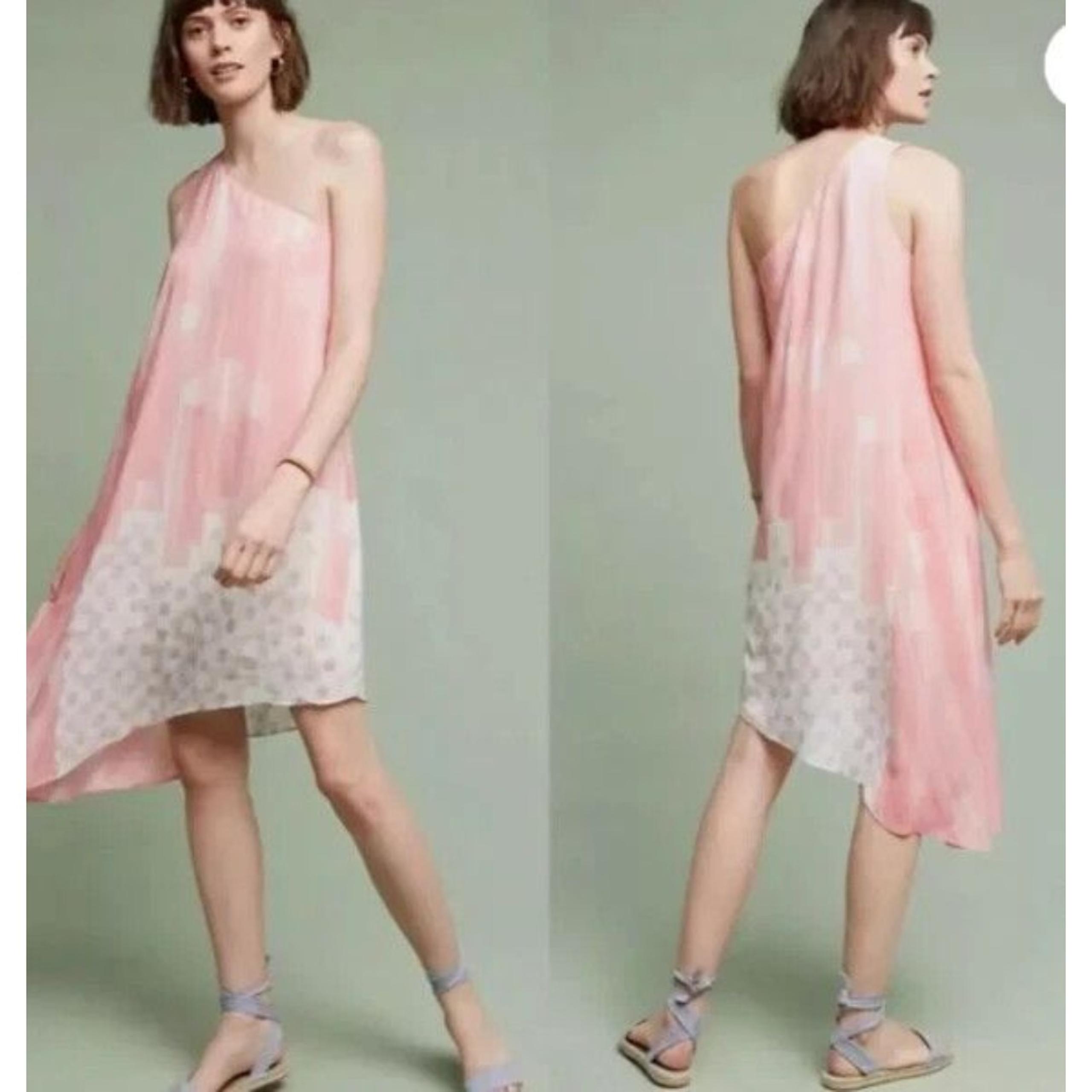 Anthropologie Maeve Avalonne Dress Size 4 One Shoulder Asymmetrical Silk Lined