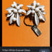 Trifari milk glass white enamel rhinestones leaf earrings