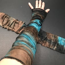 Mummy Costume Brown Bandage Gloves Blue Arm Warmers Strappy Zombie Sleeve Covers