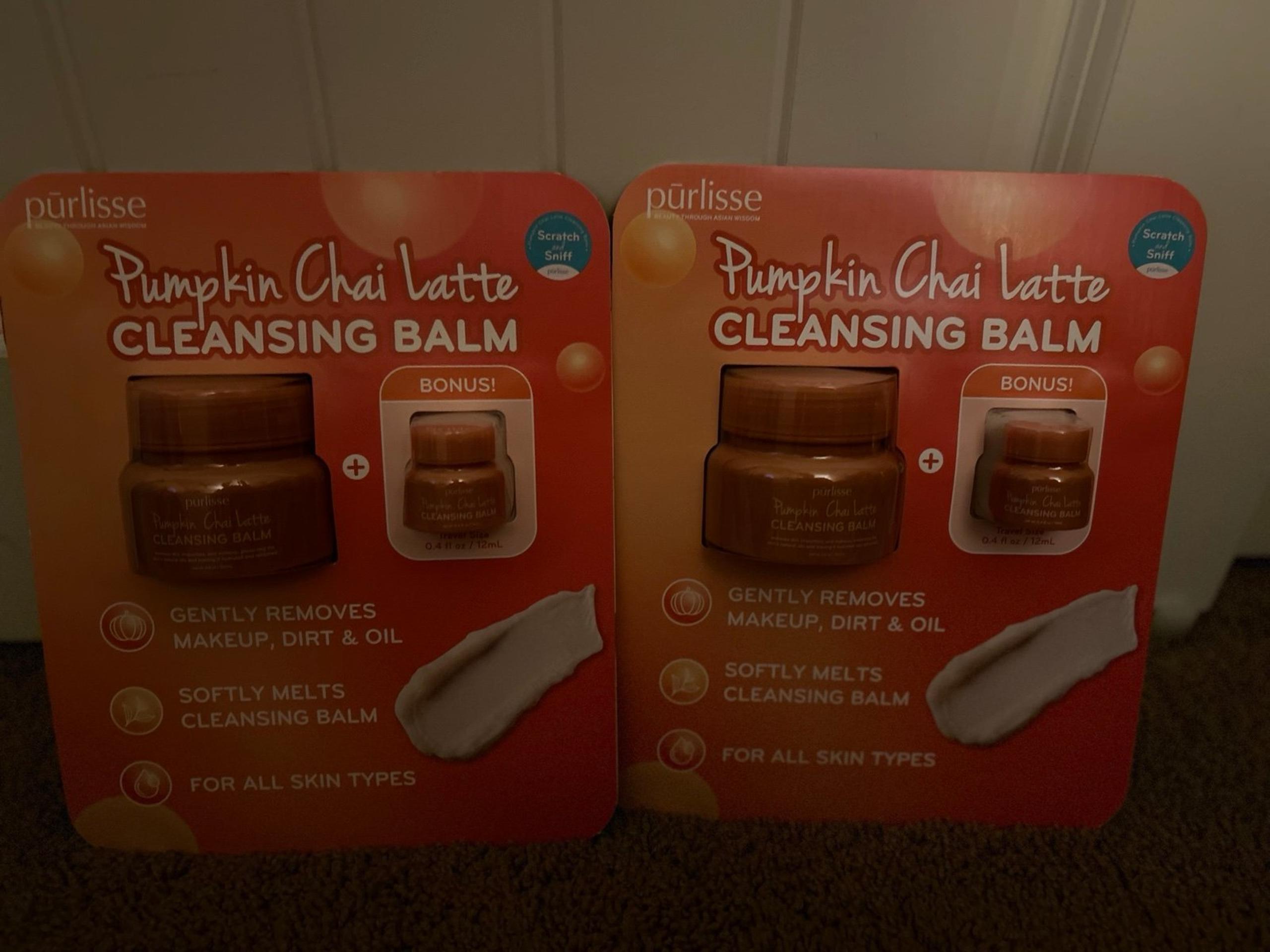 2x Purlisse Pumpkin Chai Latte Cleansing Balm, 3.4 Ounce + Bonus Travel Size