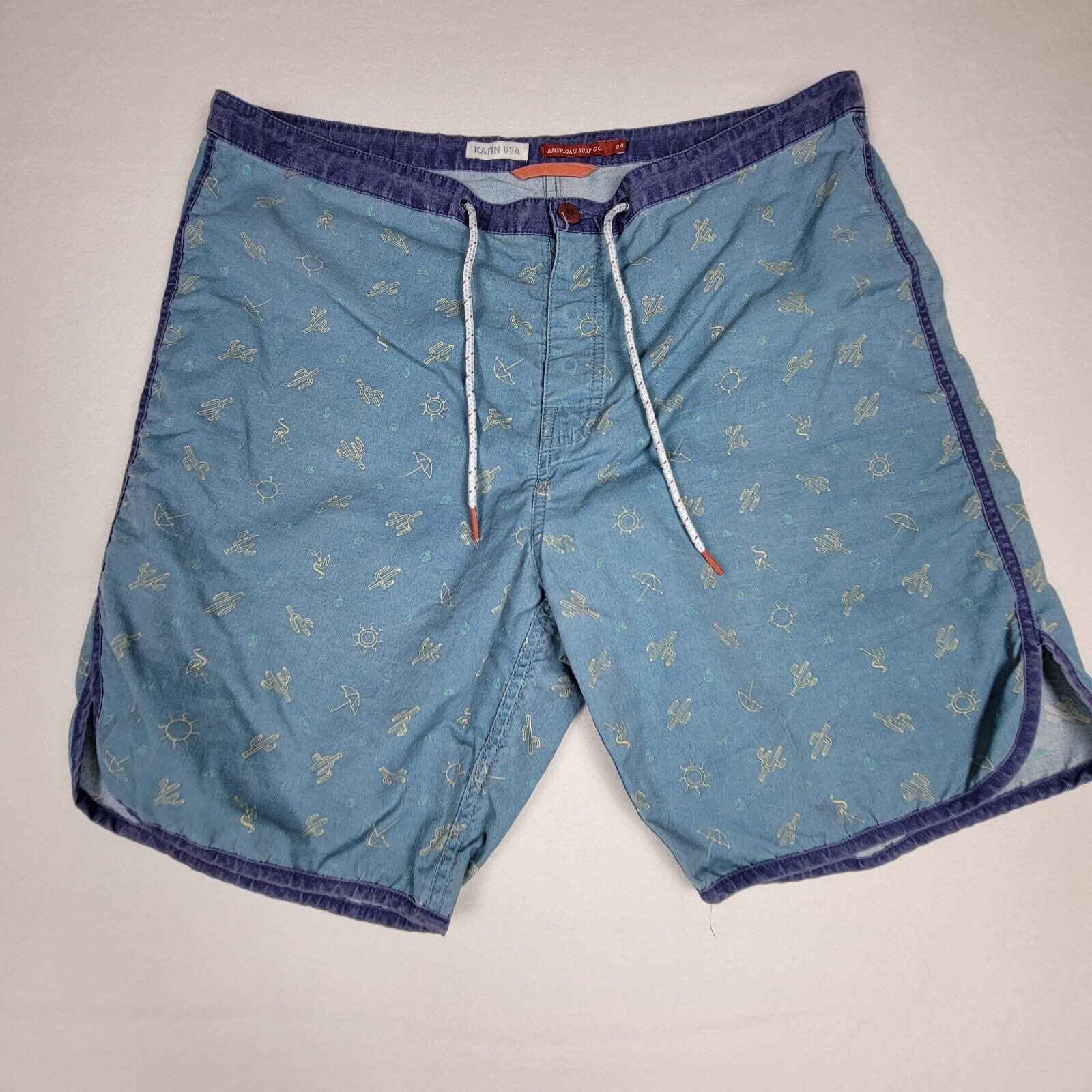 Katin USA Board Shorts Mens Size 34 Cotton Nylon Blue