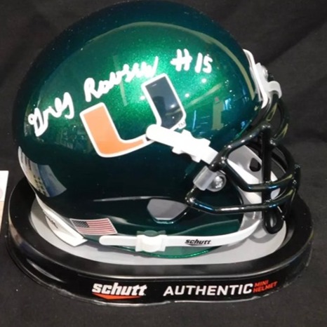 Greg Rousseau Signed Autographed Miami Hurricanes Alt Schutt Mini Helmet JSA COA