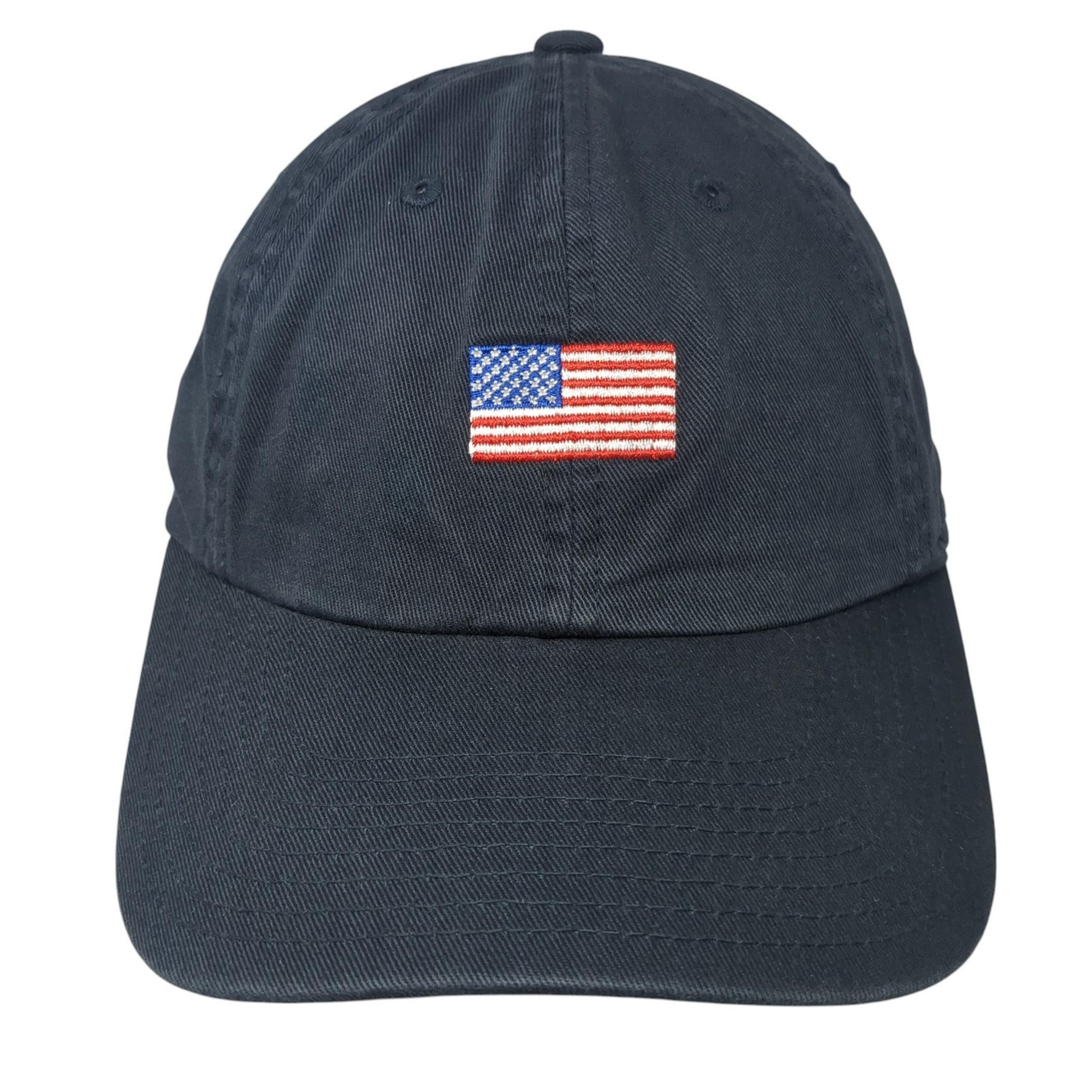 USA Flag Slideback Hat Blue One Size Embroidered Solid American Needle
